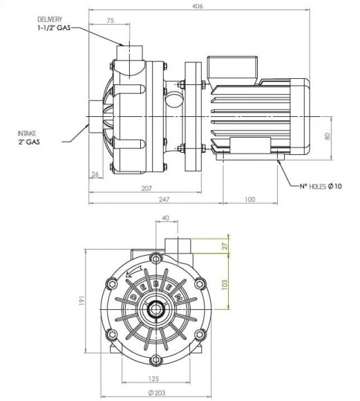 Горизонтальный центробежный насос МВ 110, PVDF, VITON, A