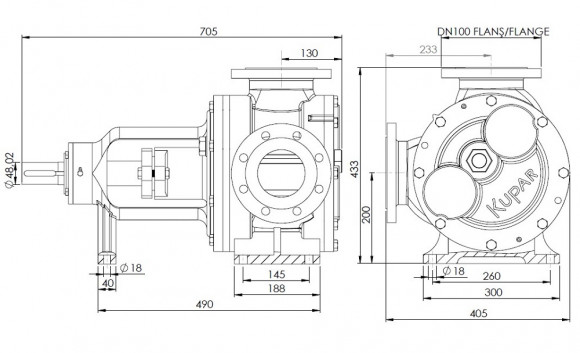 Bomba Kupar KIP 4 pulgadas-C, AISI 316, 18-95 m3/h de acero inoxidable para productos químicos viscosos