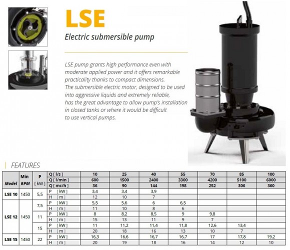 Veneroni LSE 12, 11 kW, 252 m3/h электрический погружной насос Veneroni LSE 12, 11 kW, 252 m3/h электрический погружной насос