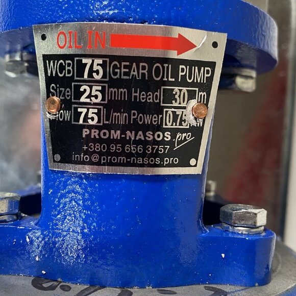 Edelstahl-Zahnradpumpe zum Pumpen von Pflanzenöl WCB-75/220V 50Hz, 75 l/min, 30 m, AISI 304, 0,75 kW, 2900 U/min, Ex Edelstahl-Zahnradpumpe zum Pumpen von Pflanzenöl WCB-75/220V 50Hz, 75 l/min, 30 m, AISI 304, 0,75 kW, 2900 U/min, Ex