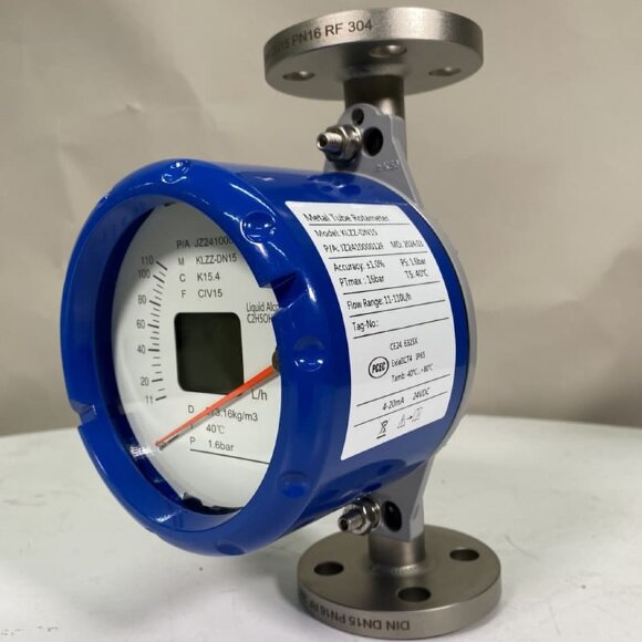 DN15 stainless steel flow meter rotameter KLZZ PN6 (liquid alcohol mixture C2H5OH 92%), 11-110 l/h, 4-20mA, Ex DN15 stainless steel flow meter rotameter KLZZ PN6 (liquid alcohol mixture C2H5OH 92%), 11-110 l/h, 4-20mA, Ex
