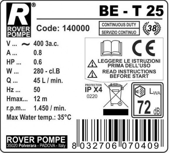 BE-T 25 liquid ring pump BE-T 25 liquid ring pump
