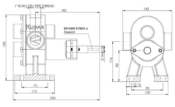 Bomba de engranajes para cola Kupar KHP 1 pulgada-B, Bronce, 2-5 m3/h Bomba de engranajes para cola Kupar KHP 1 pulgada-B, Bronce, 2-5 m3/h