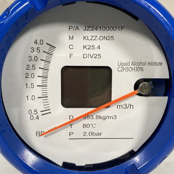 DN25 Flow meter rotameter stainless steel KLZZ PN6 (liquid Alcohol mixture C2H5OH 30%), 0.4-4.0 m3/h, 4-20mA, Ex DN25 Flow meter rotameter stainless steel KLZZ PN6 (liquid Alcohol mixture C2H5OH 30%), 0.4-4.0 m3/h, 4-20mA, Ex