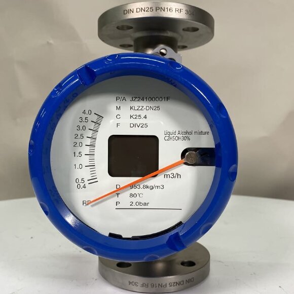 DN25 Flow meter rotameter stainless steel KLZZ PN6 (liquid Alcohol mixture C2H5OH 30%), 0.4-4.0 m3/h, 4-20mA, Ex DN25 Flow meter rotameter stainless steel KLZZ PN6 (liquid Alcohol mixture C2H5OH 30%), 0.4-4.0 m3/h, 4-20mA, Ex