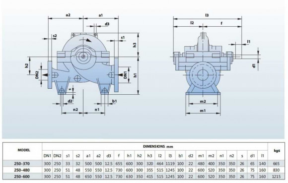 BSC4 250-370A/B, (1500) - насос двостороннього входу