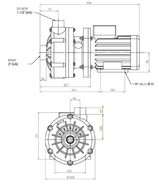 Горизонтальный центробежный насос МВ 110, ПП, VITON LIP, A Горизонтальный центробежный насос МВ 110, ПП, VITON LIP, A