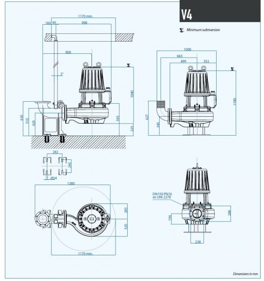 Submersible pump Dreno VT 150/4/340 C.395 with Vortex impeller