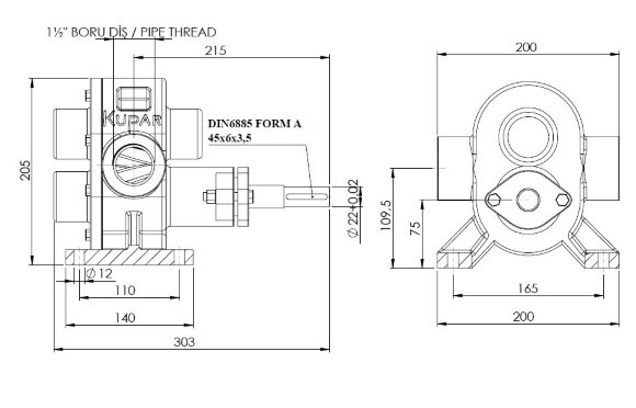 Bomba de engranajes para jabón Kupar KHP 1 1/2 pulgada-B, Bronce, 4-11,5 m3/h