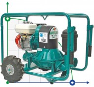 Caffini - Libellula Lib 1-3, AL мембранный насос с бензиновым двигателем Honda, установленный на прицепе с колесами