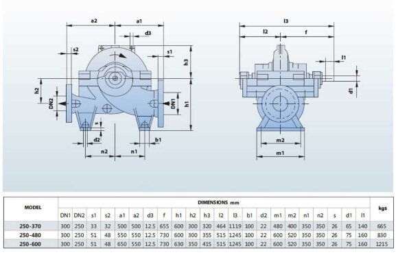 BSC4 250-600A/B, (1500) Double Suction Split Case Pump