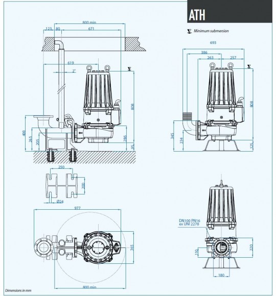 Dreno pompa głębinowa ATH 100-2/400 z wirnikiem odśrodkowym dwukanałowym Dreno pompa głębinowa ATH 100-2/400 z wirnikiem odśrodkowym dwukanałowym
