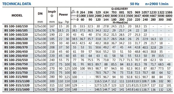 Консольний насос BS 100-315/1100 (240/108,7), 110kW, 2900 без двигуна
