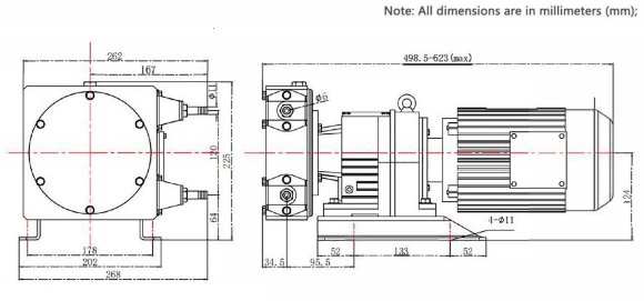 Bomba industrial de manguera JXHIN-10-AL-NR-P, 57 l/h, 0,37 kW, 10 bar, 380V Bomba industrial de manguera JXHIN-10-AL-NR-P, 57 l/h, 0,37 kW, 10 bar, 380V