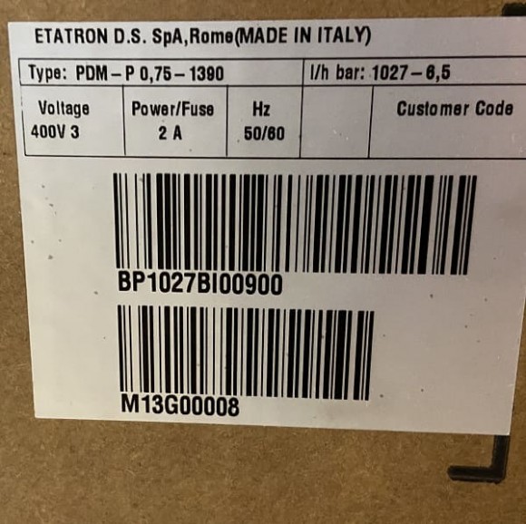 Плунжерный насос-дозатор PDM-P BI 1027/6,5 400/3/50 0,55 PVC EPDM Плунжерный насос-дозатор PDM-P BI 1027/6,5 400/3/50 0,55 PVC EPDM