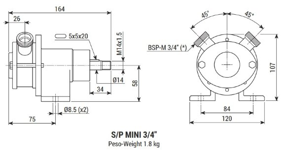 Импеллерный насос для перекачки виноградного сусла LIVERANI MINI 3/4" S/P NR 175-1400 об/мин, без двигателя Импеллерный насос для перекачки виноградного сусла LIVERANI MINI 3/4" S/P NR 175-1400 об/мин, без двигателя