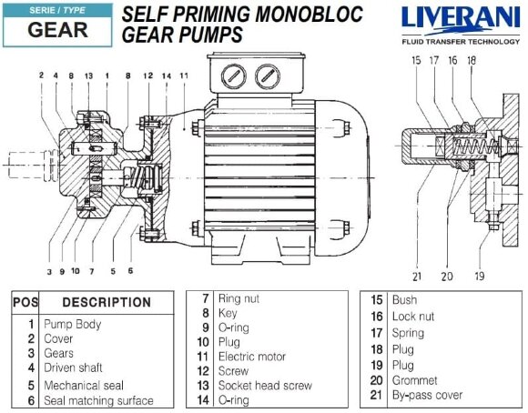 Zahnradpumpe zum Fördern von Seife, Shampoos und Gels LIVERANI GEAR 5-G/M MF 0,37 kW, 1400 U/min, 220 V