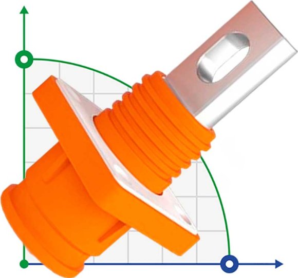 JC-CN12-S-01-T, 300 A, 1500 V CC, conector hembra para batería, orificio pasante, naranja
