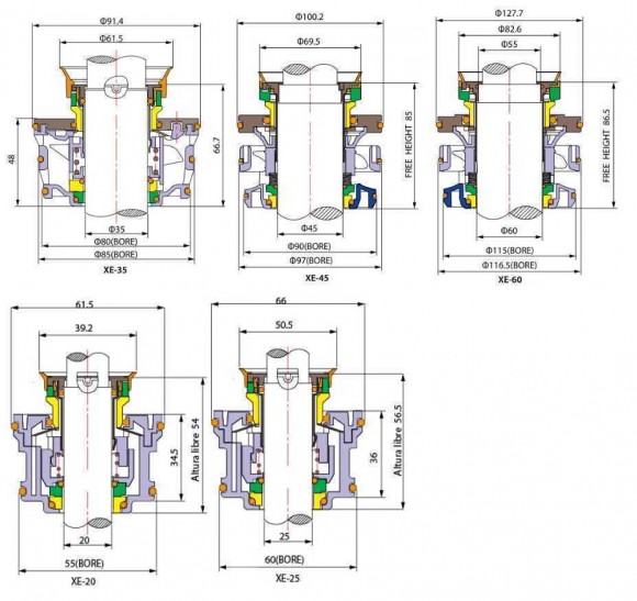 Mechanical seal FLYGT R-FL.XE 20, TC/TC/TC/TC, VITON, 304/All