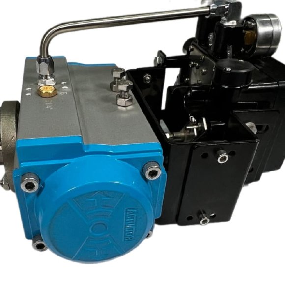 PN6 DN100 Válvula de mariposa wafer, cuerpo y disco AISI 304, PTFE, Simple efecto (con muelle) Actuador neumático Ex+posicionador 4-20MA