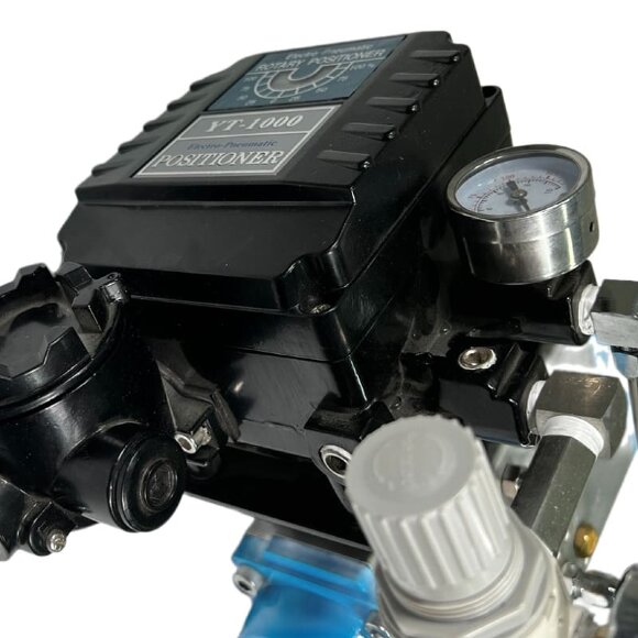 PN6 DN100 Válvula de mariposa wafer, cuerpo y disco AISI 304, PTFE, Simple efecto (con muelle) Actuador neumático Ex+posicionador 4-20MA