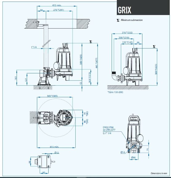 Tauchpumpe Dreno GRIX 32-2/110 M mit Schneidsystem Tauchpumpe Dreno GRIX 32-2/110 M mit Schneidsystem