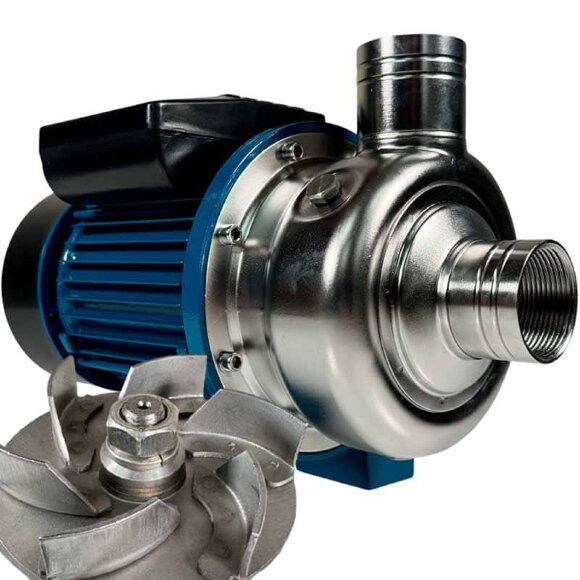Pompe pour le lavage des légumes et des fruits TS100, 0,75 kW, AISI 304, 380 V/50 Hz, 2 900 tr/min avec turbine ouverte