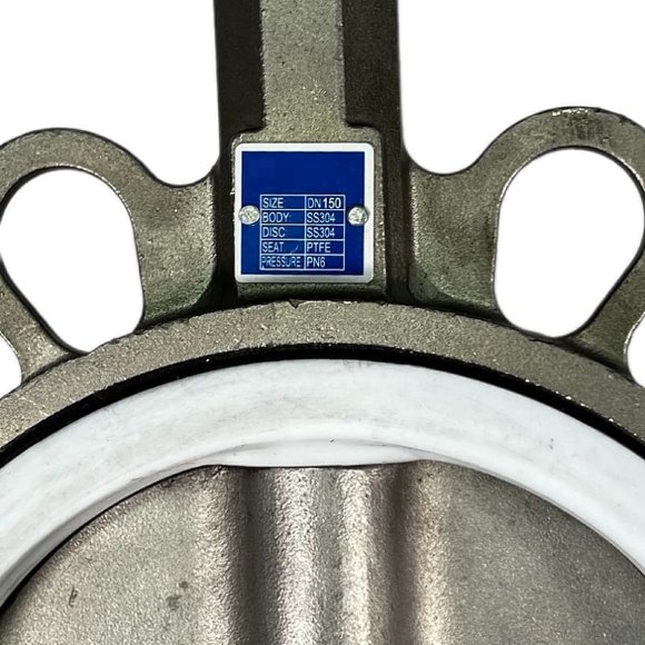PN6 DN150 Zwischenflanschklappe, Gehäuse und Klappenscheibe AISI 304, PTFE, doppeltwirkend Pneumatischer Stellantrieb Ex+Stellungsregler 4-20MA PN6 DN150 Zwischenflanschklappe, Gehäuse und Klappenscheibe AISI 304, PTFE, doppeltwirkend Pneumatischer Stellantrieb Ex+Stellungsregler 4-20MA