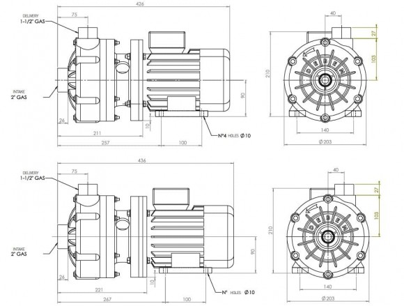 Горизонтальный центробежный насос МВ 120, PVDF,  VITON, B Горизонтальный центробежный насос МВ 120, PVDF,  VITON, B