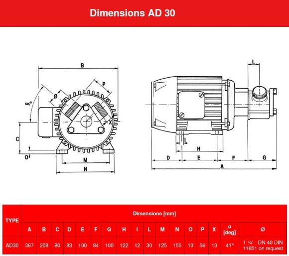 Насос для сольового розчину AlphaDynamic AD30/01 0,55 kW імпеллерний
