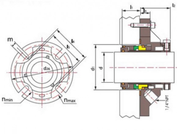 Sello de cartucho R-CSM 85, SIC/SIC, VITON, 304
