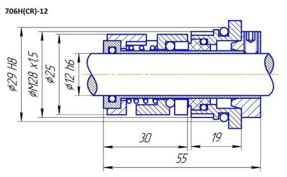 Mechanical seal for Grundfos R-706H (CR) 16, SIC/SIC, EPDM, 304 Mechanical seal for Grundfos R-706H (CR) 16, SIC/SIC, EPDM, 304