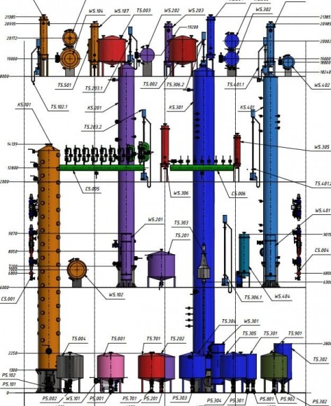 Columna Brazhnaya (destilador) 800 mm, 28 platos Columna Brazhnaya (destilador) 800 mm, 28 platos