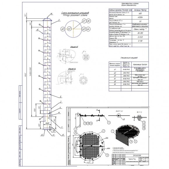 Columna Brazhnaya (destilador) 800 mm, 28 platos Columna Brazhnaya (destilador) 800 mm, 28 platos