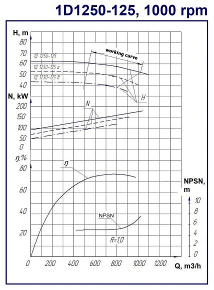 Zweiflutige Split-Case-Pumpe 1D 1250-125, 200 kW, 1000