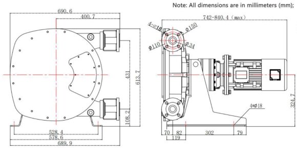 Индустриальный шланговый насос JXHIN-40-CI+SS-CSM-P, 3.28 м3/час, 2,2 кВт, 16 бар, 380В
