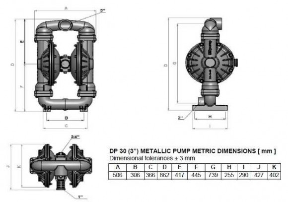 Bomba neumática de membrana DPX 30 AL/S Bomba neumática de membrana DPX 30 AL/S
