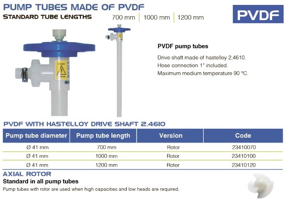 Насосная часть (труба) бочкового насоса FLUIMAC NETTUNE из PVDF (вал HASTELLOY 2,4610), 1000 мм, Ø41 мм Насосная часть (труба) бочкового насоса FLUIMAC NETTUNE из PVDF (вал HASTELLOY 2,4610), 1000 мм, Ø41 мм