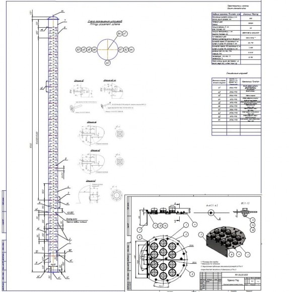 Концентраційна колона 800мм, 71 тарілка