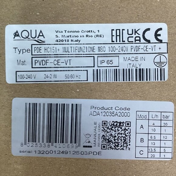 Dosierpumpe PDE HC151+ MULTIFUNCTION M80 240V PVDF-CE-VT + SHUKO-STECKER, 4-20 l/h, 20-1 bar