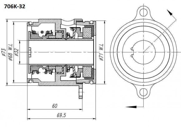 Kartuschedichtung Grundfos R-706K 22, SIC/SIC/SIC/SIC, EPDM, 304