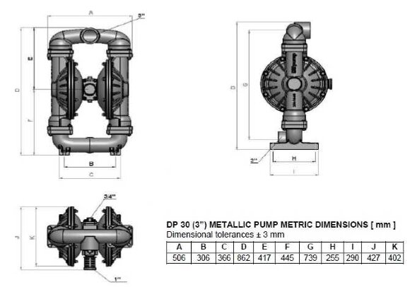DP 30 DD/T-V - pneumatische Membranpumpe DP 30 DD/T-V - pneumatische Membranpumpe