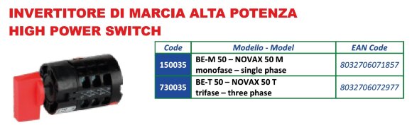 Переключатель высокой мощности трехфазный 16 A 400V для BE-T 50 - NOVAX 50 T для насоса ROVER POMPE