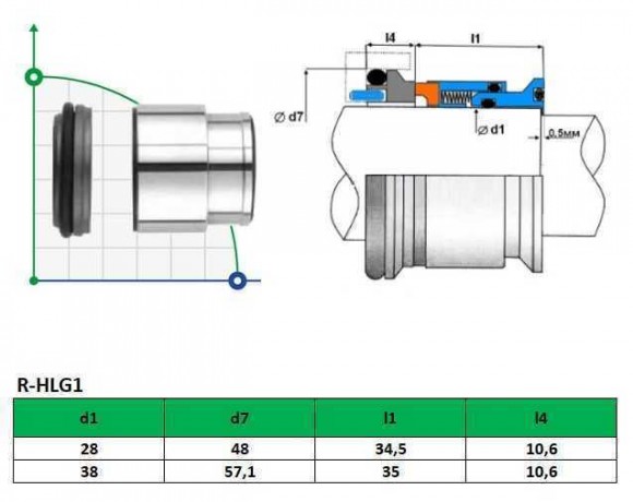Торцеве ущільнення Hilge R-HLG1 28, SIC/SIC, VITON, 304 Торцеве ущільнення Hilge R-HLG1 28, SIC/SIC, VITON, 304