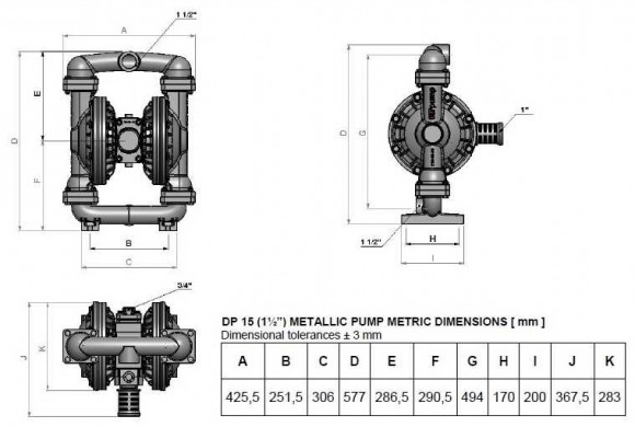 DP 15 DD/V - pneumatische Membranpumpe DP 15 DD/V - pneumatische Membranpumpe