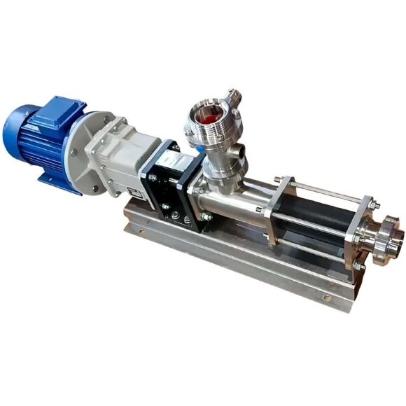 Pompa śrubowa 3101-0106, AISI 304/EPDM, 1,1 kW, 380 V/50 Hz, 400 obr./min, 6 barów, do szamponów, żeli, balsamów i mydeł Pompa śrubowa 3101-0106, AISI 304/EPDM, 1,1 kW, 380 V/50 Hz, 400 obr./min, 6 barów, do szamponów, żeli, balsamów i mydeł