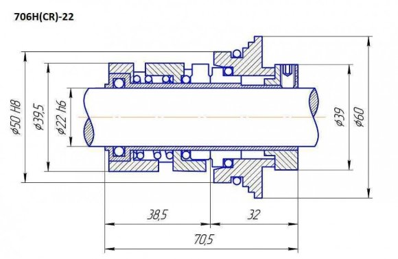 Mechanical seal for Grundfos R-706H (CR) 22, SIC/SIC, VITON, 304 Mechanical seal for Grundfos R-706H (CR) 22, SIC/SIC, VITON, 304