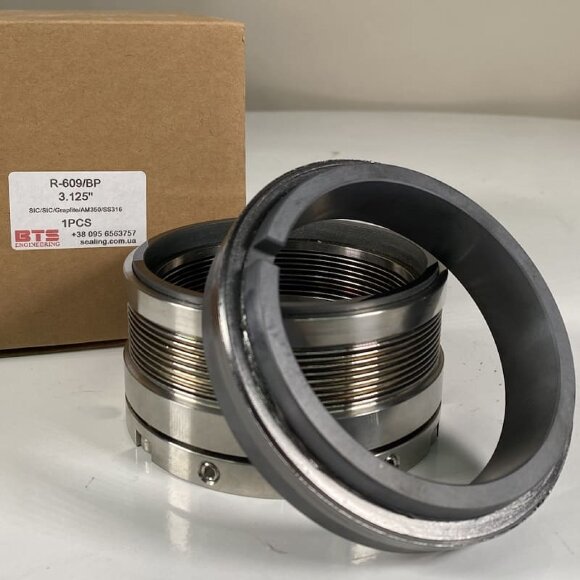 Sello mecánico de alta temperatura R-609 3.5/8, SIC/SIC, GRAFOIL, AM350/316