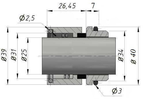 Wellenenddichtung R-GEA 30, CAR/SIC, VITON, 304 Wellenenddichtung R-GEA 30, CAR/SIC, VITON, 304