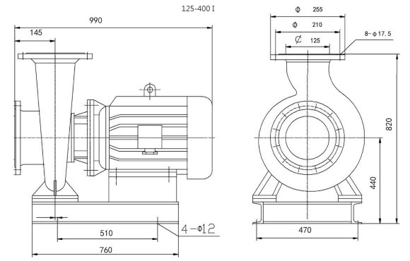 BGWB 125-400(I) (200/50), 45kW, 1480 Ex насос центробежный горизонтальный